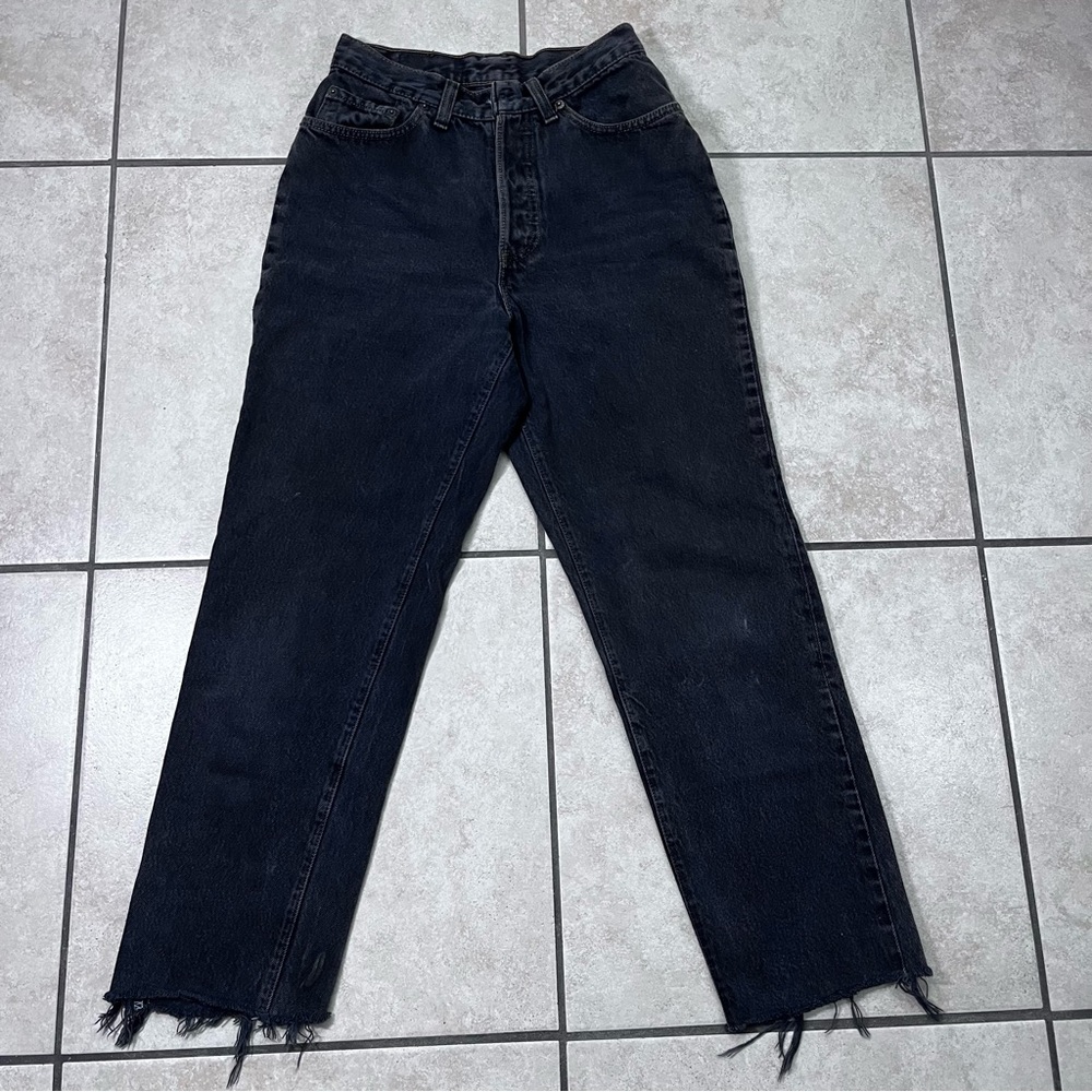 Vtg Levi's 501 Button Fly Jeans Dark Wash Straight Leg Size: 24x27 For Women Y2k